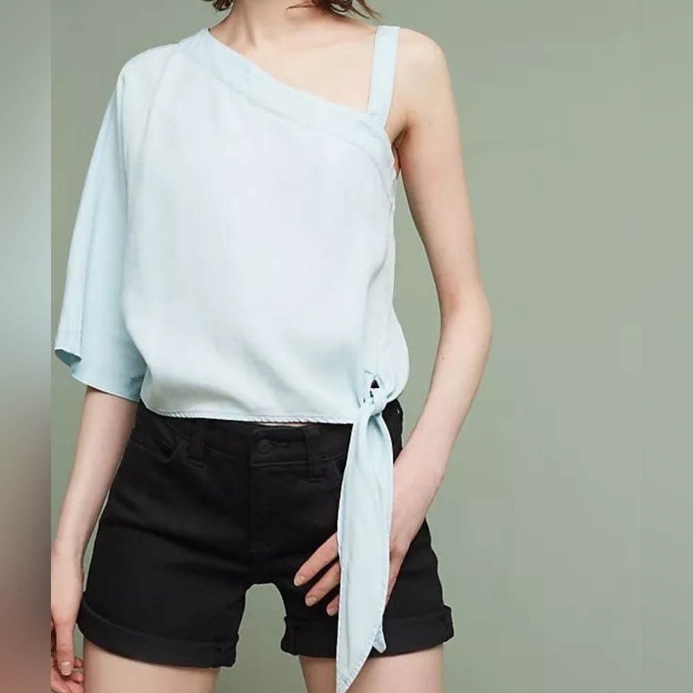 Anthropologie Light Blue Asymmetrical Bodysuit